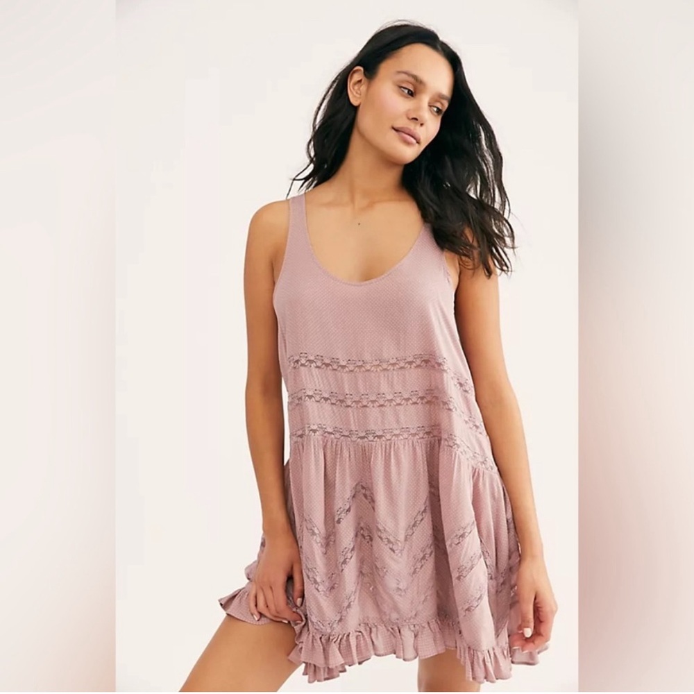 Intimately Free People Voile & Lace Trapeze Slip Dress